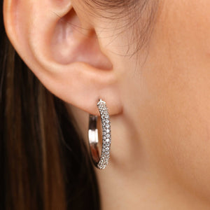 Par de Brinco Argola de Prata com Zirconias Aprox. 4,82 cts - 2,4 cm