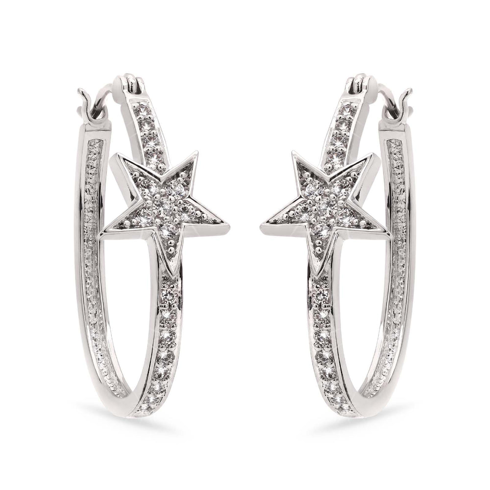 Argola em Prata 925 Estrela com Zirconias