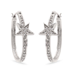 Argola em Prata 925 Estrela com Zirconias