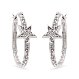 Argola em Prata 925 Estrela com Zirconias