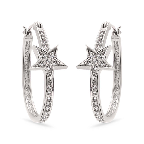 Argola em Prata 925 Estrela com Zirconias