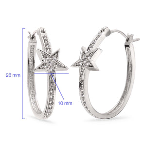 Argola em Prata 925 Estrela com Zirconias