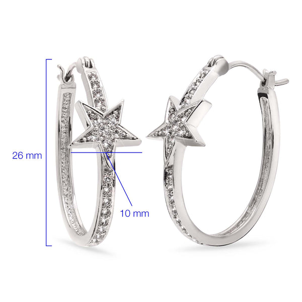 Argola em Prata 925 Estrela com Zirconias