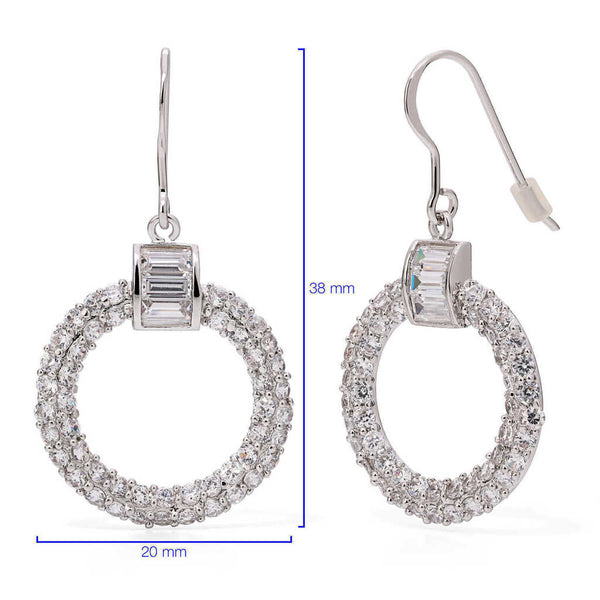 Par de Brinco em Prata 925 Circulo com Zirconias