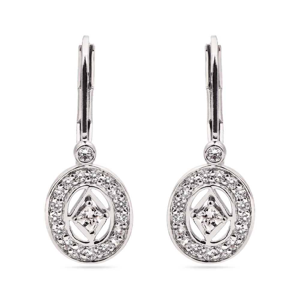 Par de Brinco em Prata 925 Oval com Zirconias
