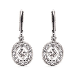 Par de Brinco em Prata 925 Oval com Zirconias