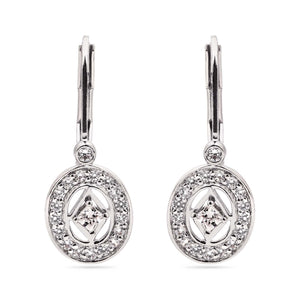Par de Brinco em Prata 925 Oval com Zirconias