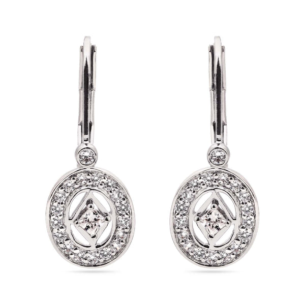 Par de Brinco em Prata 925 Oval com Zirconias