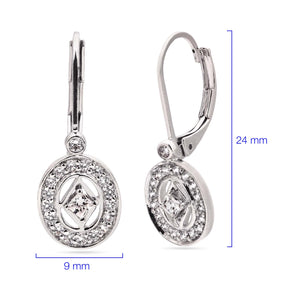 Par de Brinco em Prata 925 Oval com Zirconias