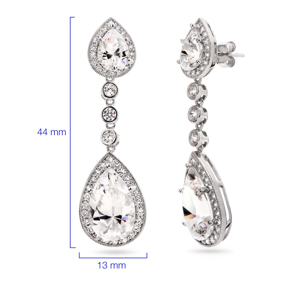 Par de Brinco em Prata 925 Gota com Zirconias