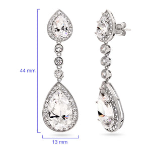 Par de Brinco em Prata 925 Gota com Zirconias