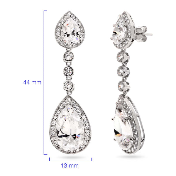 Par de Brinco em Prata 925 Gota com Zirconias