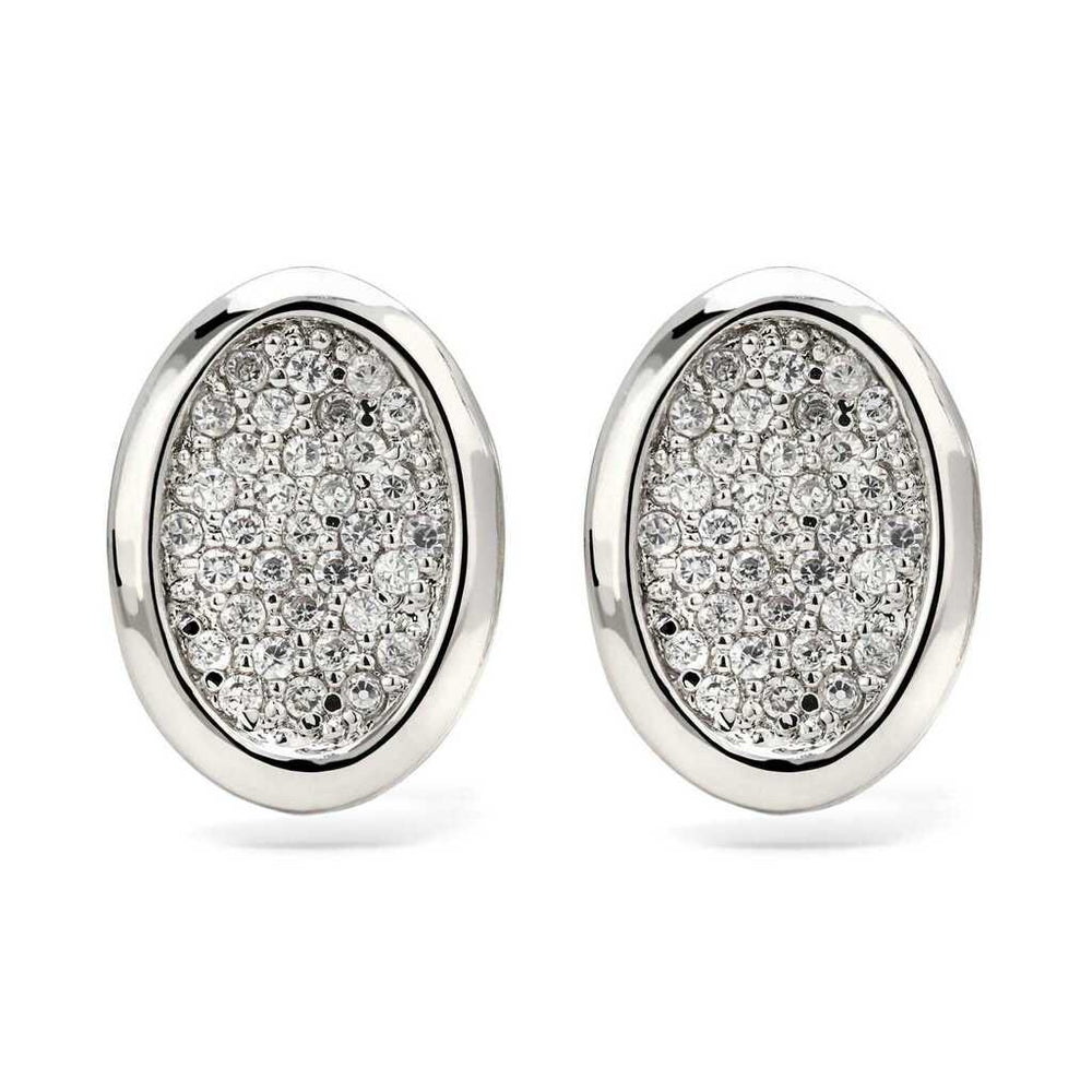 Par de Brinco em Prata 925 Oval com Zirconias