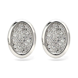 Par de Brinco em Prata 925 Oval com Zirconias