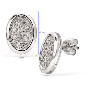 Par de Brinco em Prata 925 Oval com Zirconias