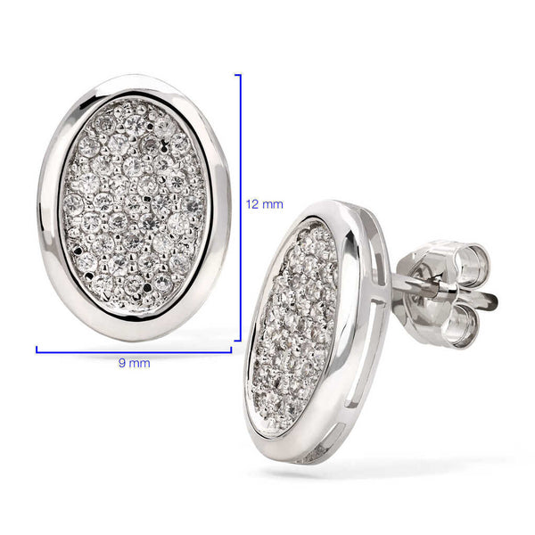 Par de Brinco em Prata 925 Oval com Zirconias