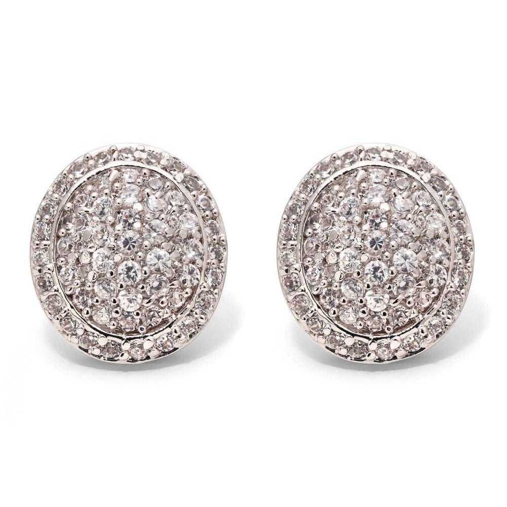 Par de Brinco em Prata 925 Oval com Zirconias
