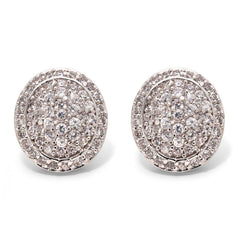 Par de Brinco em Prata 925 Oval com Zirconias