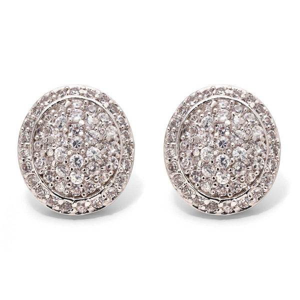 Par de Brinco em Prata 925 Oval com Zirconias