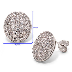 Par de Brinco em Prata 925 Oval com Zirconias
