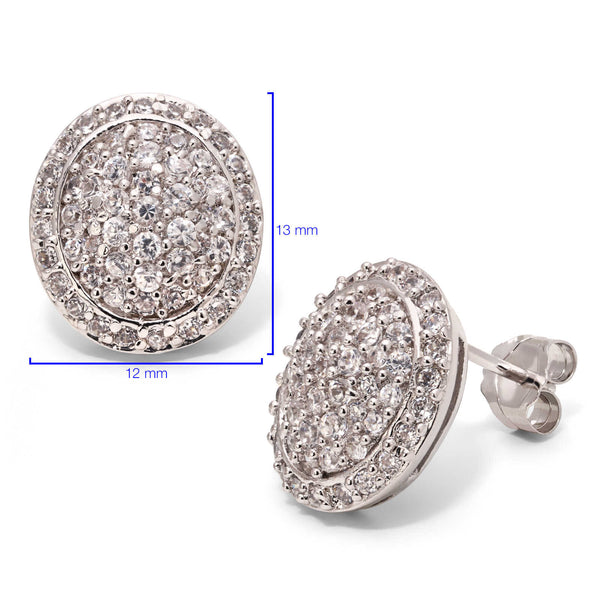 Par de Brinco em Prata 925 Oval com Zirconias