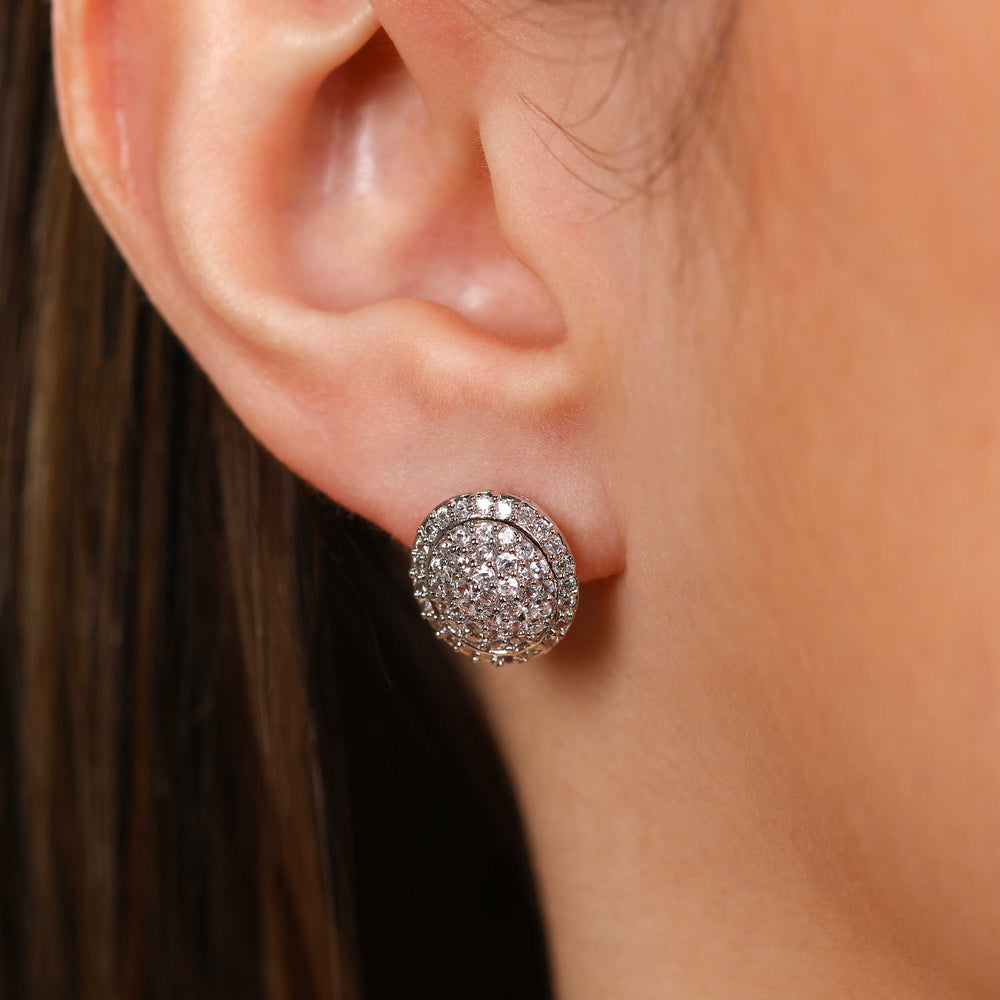 Par de Brinco em Prata 925 Oval com Zirconias