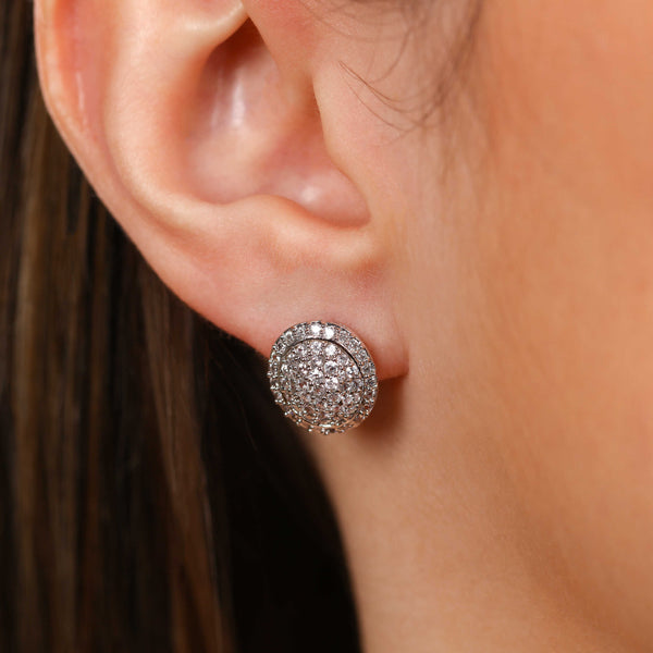 Par de Brinco em Prata 925 Oval com Zirconias