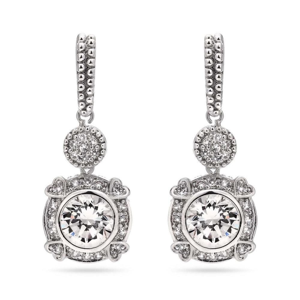 Par de Brinco de Prata 925 Redondo com Zirconias