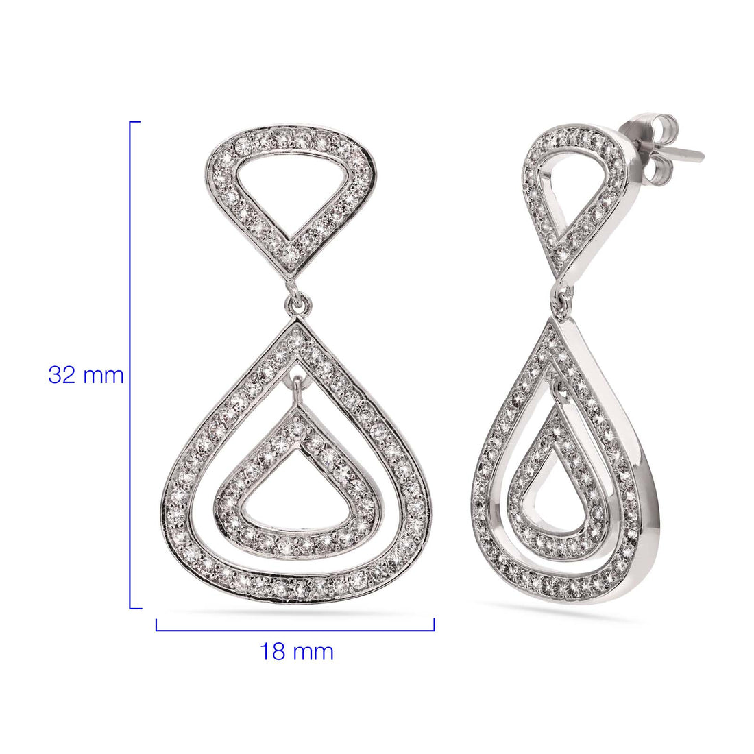 Par de Brinco em Prata 925 Gotas com Zirconias