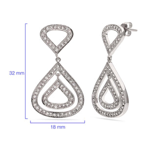 Par de Brinco em Prata 925 Gotas com Zirconias