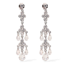 Par de Brinco de Prata 925 Chandelier com Zirconias