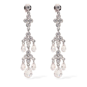 Par de Brinco de Prata 925 Chandelier com Zirconias