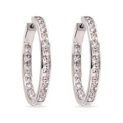 Par de Brinco de Prata Argola com Zirconias Aprox. 7,5 cts
