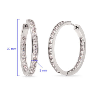 Par de Brinco de Prata Argola com Zirconias Aprox. 7,5 cts