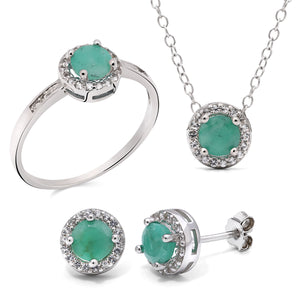 Conjunto de Esmeralda com Topázios Brancos