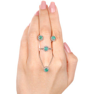 Conjunto de Esmeralda com Topázios Brancos