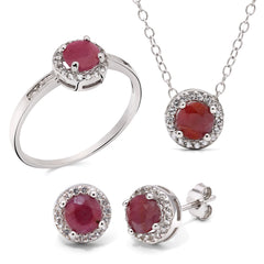 Conjunto de Rubi com Topázios Brancos