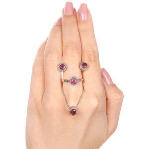 Conjunto de Rubi com Topázios Brancos