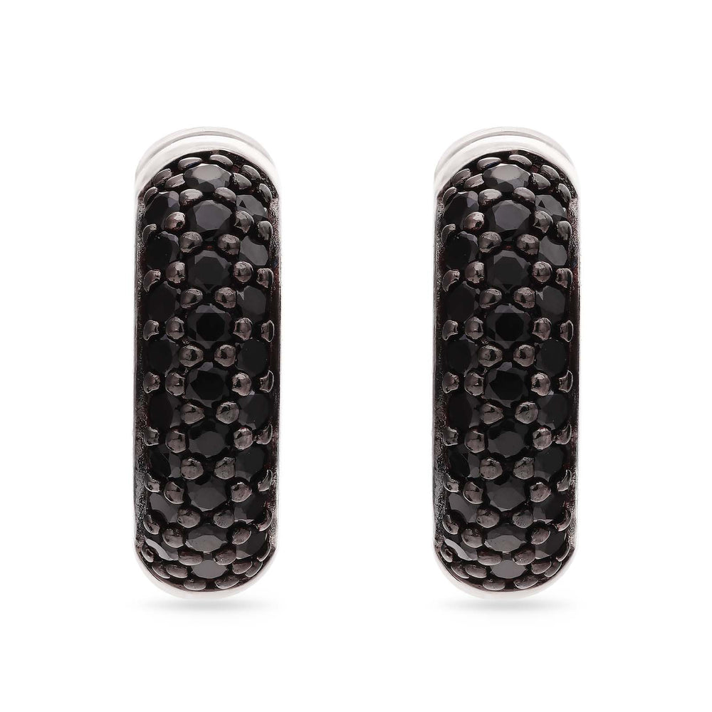 Argola em Prata 925 com Zirconias Negras