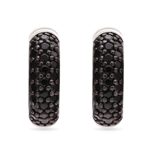 Argola em Prata 925 com Zirconias Negras