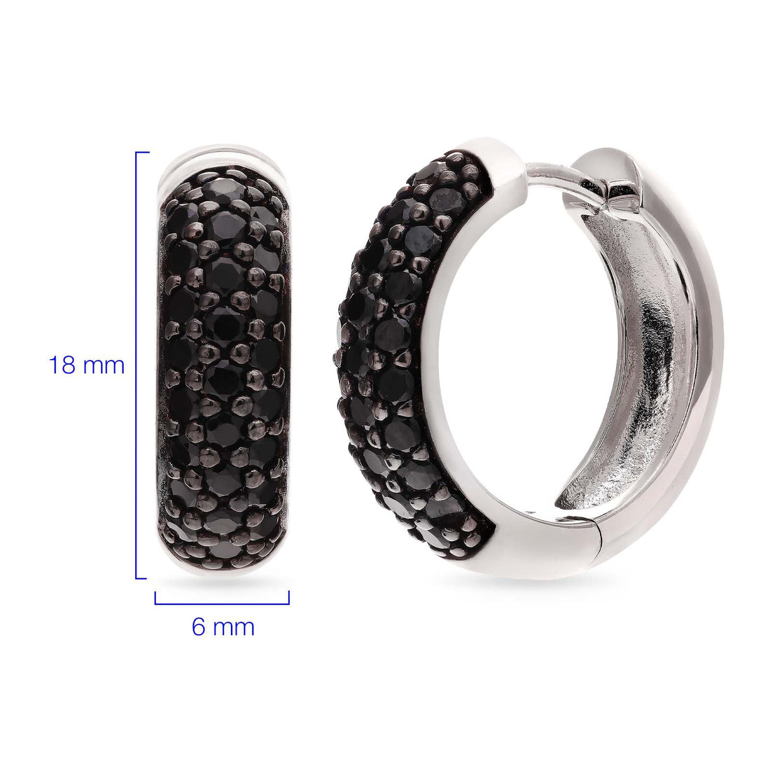 Argola em Prata 925 com Zirconias Negras