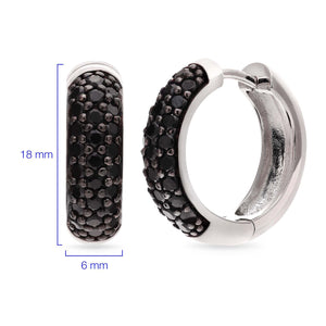 Argola em Prata 925 com Zirconias Negras