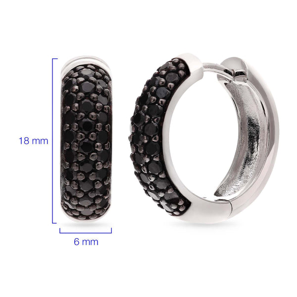 Argola em Prata 925 com Zirconias Negras
