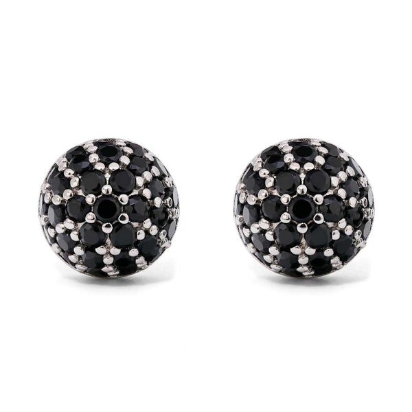 Par de Brinco em Prata 925 com Zirconias Negras