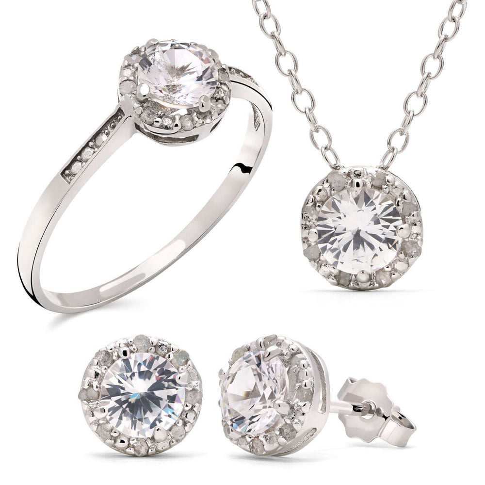 Conjunto em Prata 925 com Safiras e Diamantes