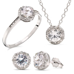 Conjunto em Prata 925 com Safiras e Diamantes