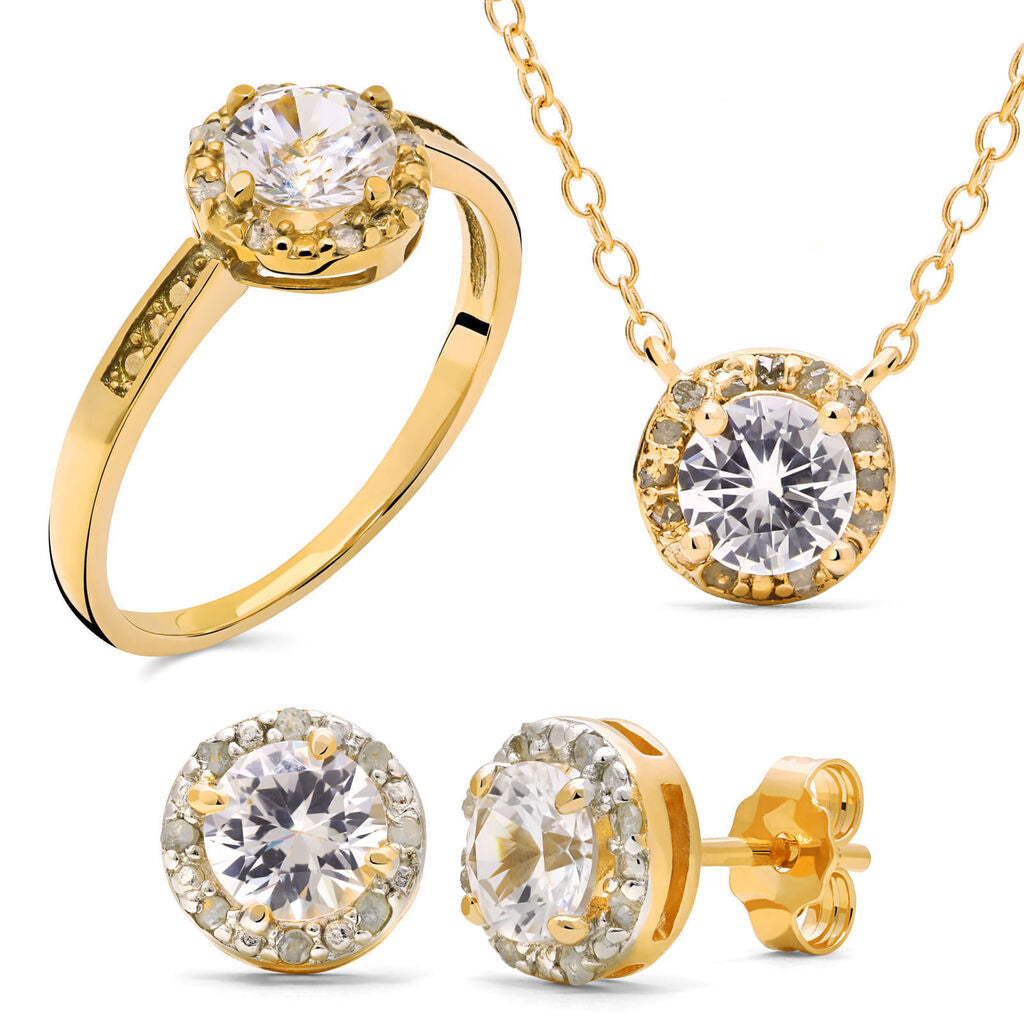 Conjunto em Prata 925 com Safiras e Diamantes