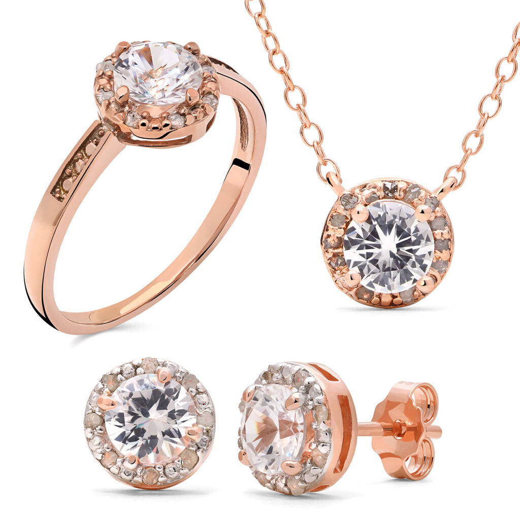 Conjunto em Prata 925 com Safiras e Diamantes