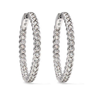 Par de Brinco de Prata Argola com Zirconias Aprox. 5,8 cts