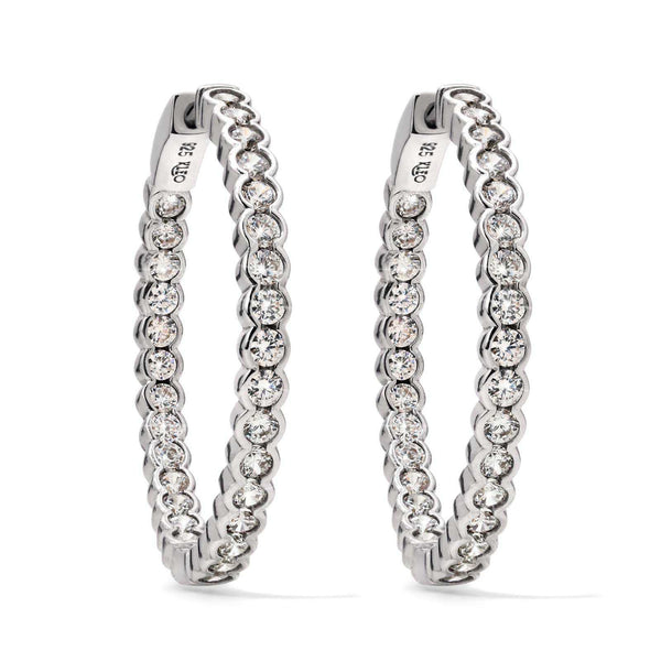 Par de Brinco de Prata Argola com Zirconias Aprox. 5,8 cts